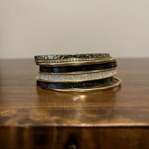 Elegant Black and Gold Bangle Set